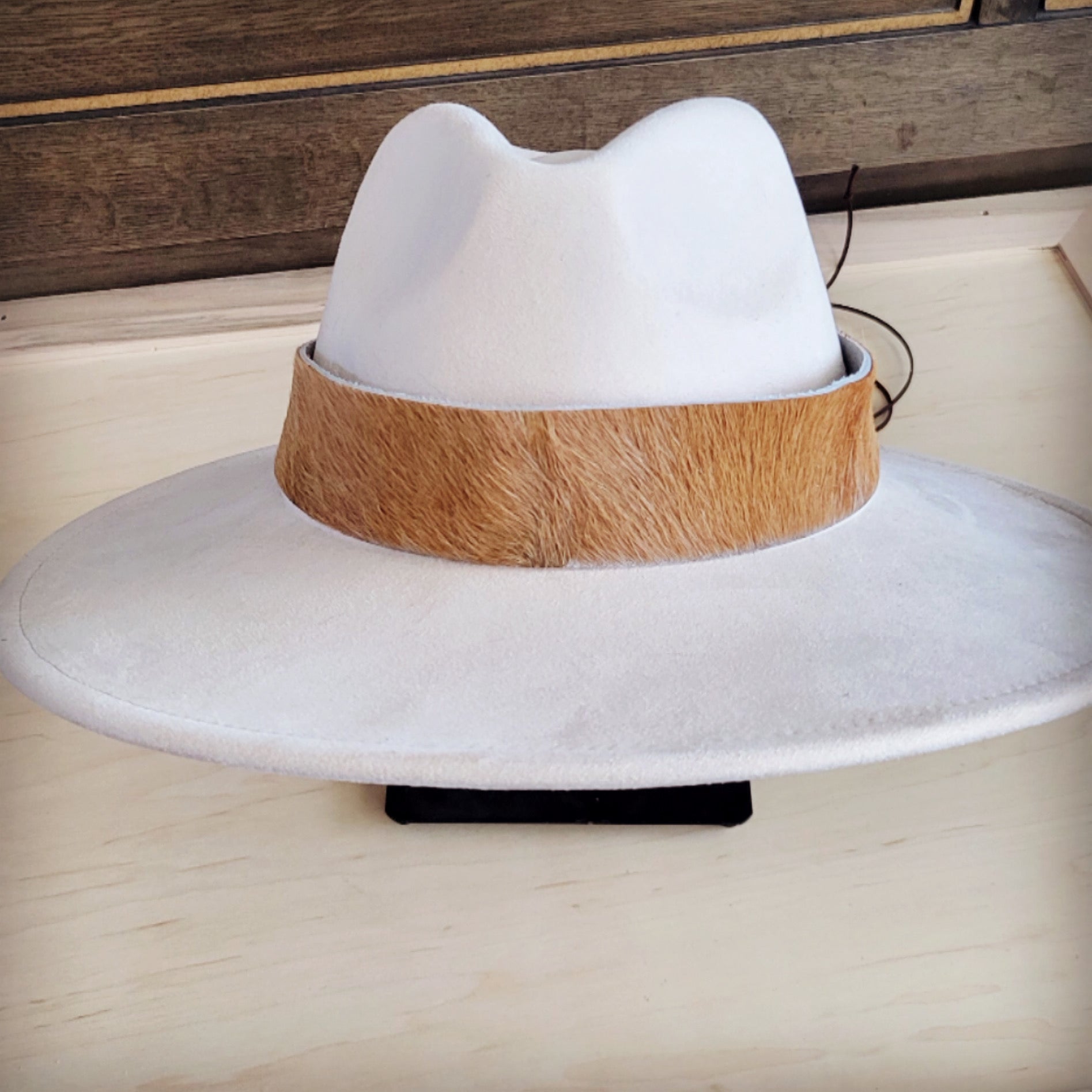 Wide Hair Hide Leather Tan Hat Band Only 954h