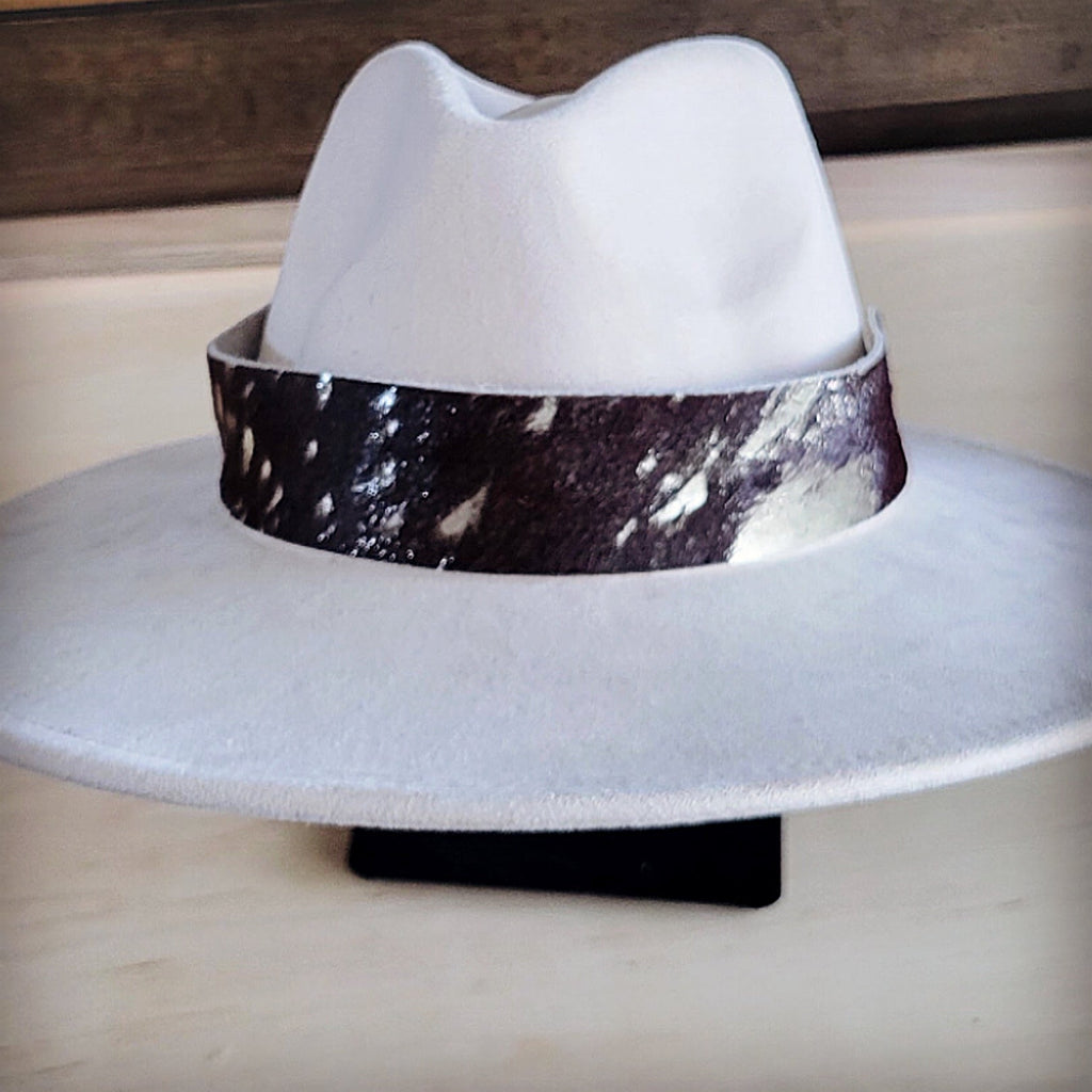 Wide Genuine Hair Hide Silver Metallic Hat Band Only 953z