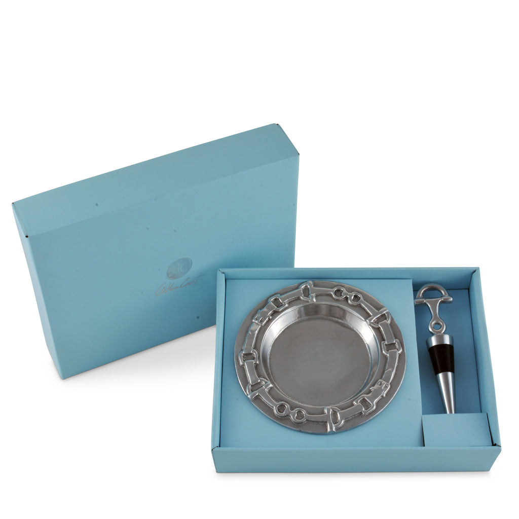 Equestrian Wine Coaster and Stopper Set