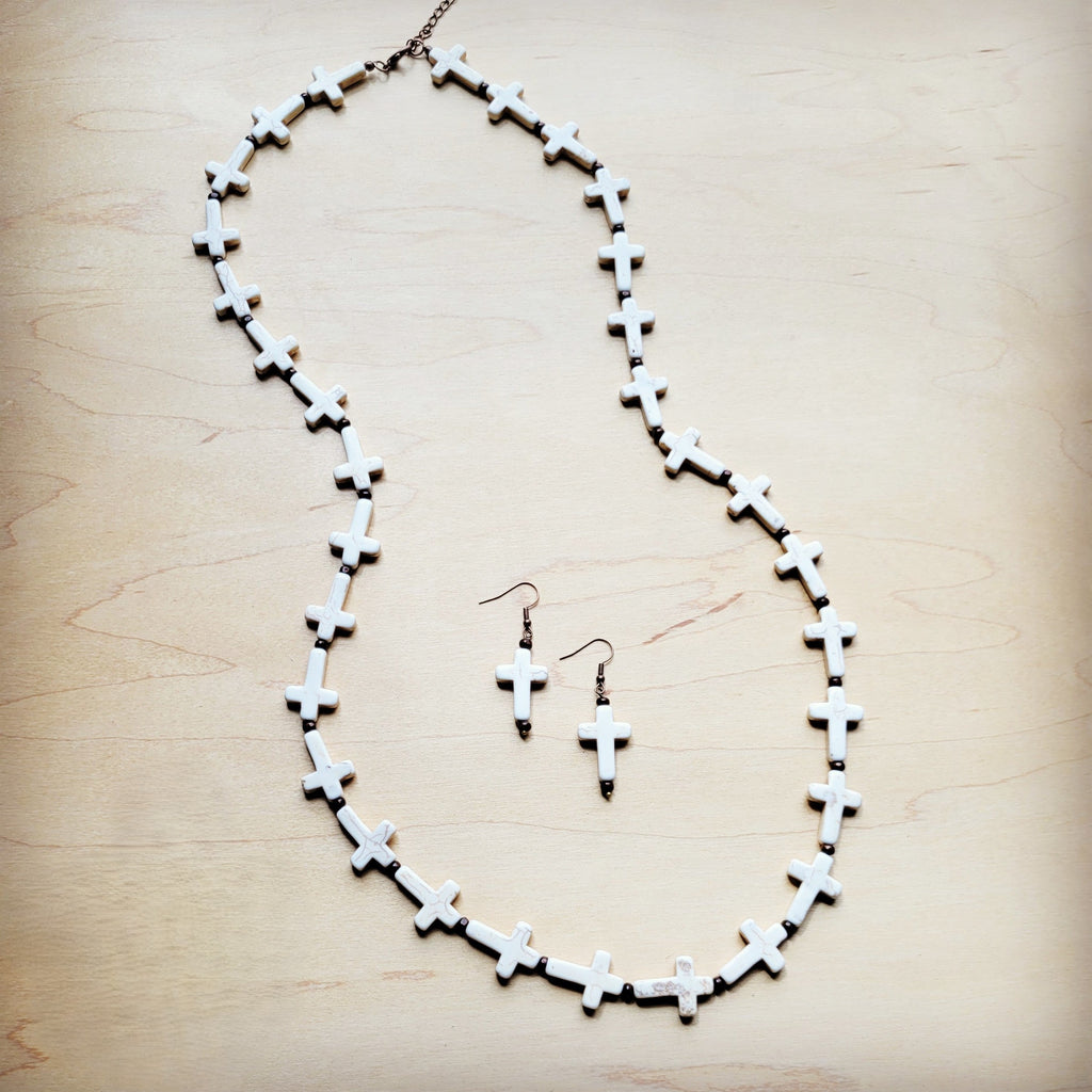 White Turquoise Cross Earrings 220x