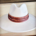Wide Genuine Leather Cognac Hat Band Only 954L