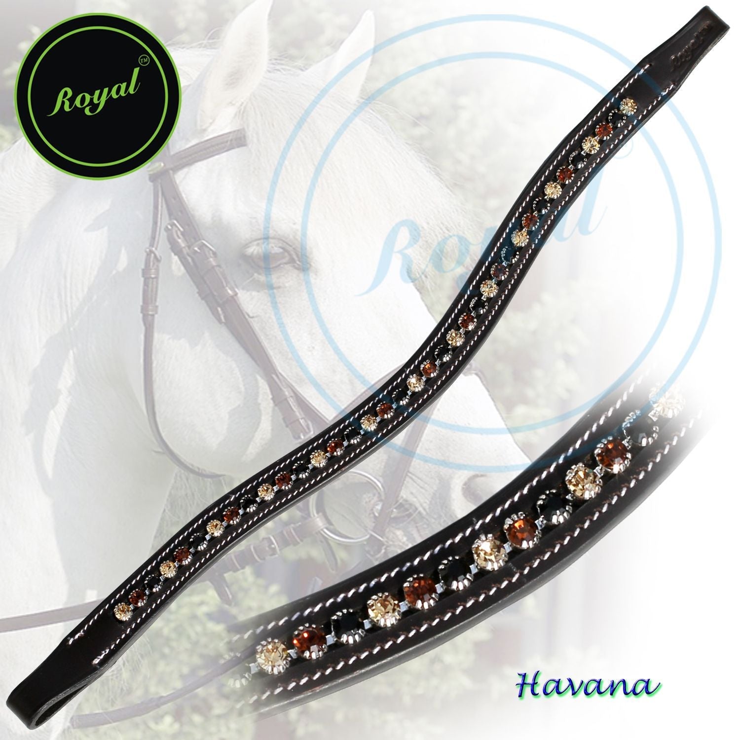 ExionPro Glittering Jet Black, Smoke Topaz and Light Topaz Crystal Browband