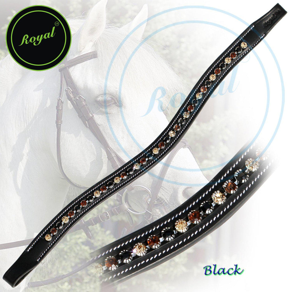 ExionPro Glittering Jet Black, Smoke Topaz and Light Topaz Crystal Browband