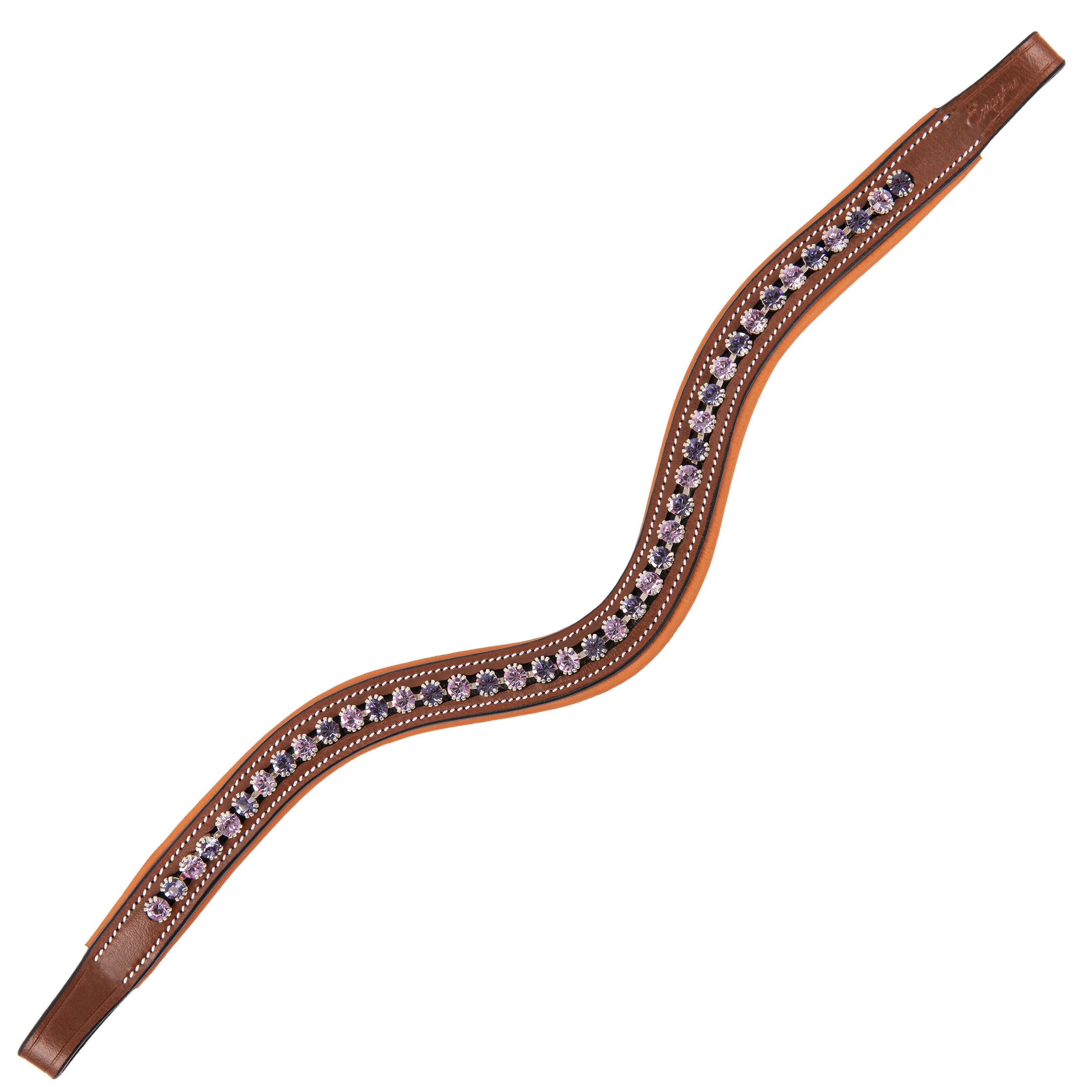 ExionPro Elegant Deep Curved Soft Padded Tanzanite, Violet Colored Crystal Decorated Browband