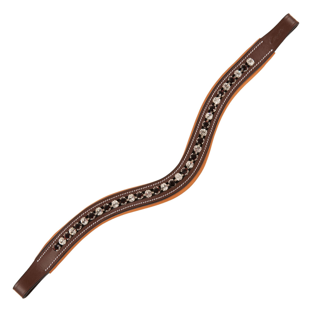 ExionPro Elegant Soft Padded Clear Crystal, Burgundy Colored Crystal Browband