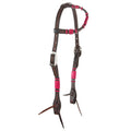 WD-RRSEH-HP Hot Pink Rawhide Rope Tooled Single Ear Headstall