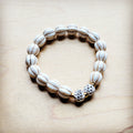 **White Turquoise Melon Beaded Stretch Bracelet 809h