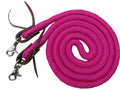19504 - (Pink) 8ft braided soft cotton barrel reins with scissor snap ends.