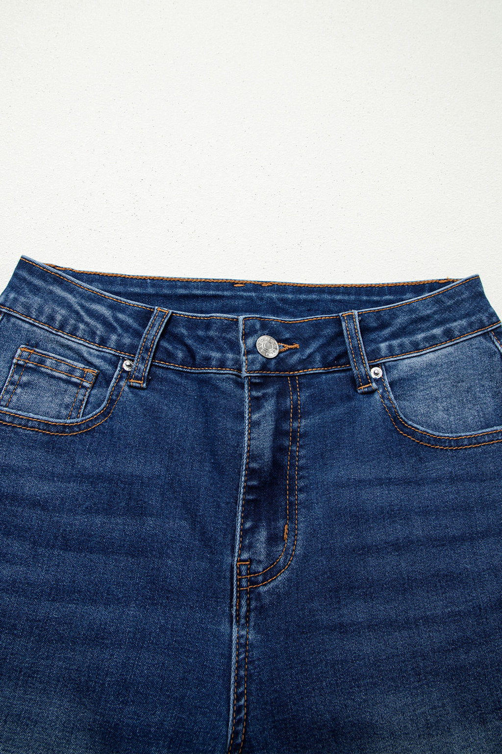 Sky Blue Chic Seam Detail Raw Hem Ankle Length Jeans