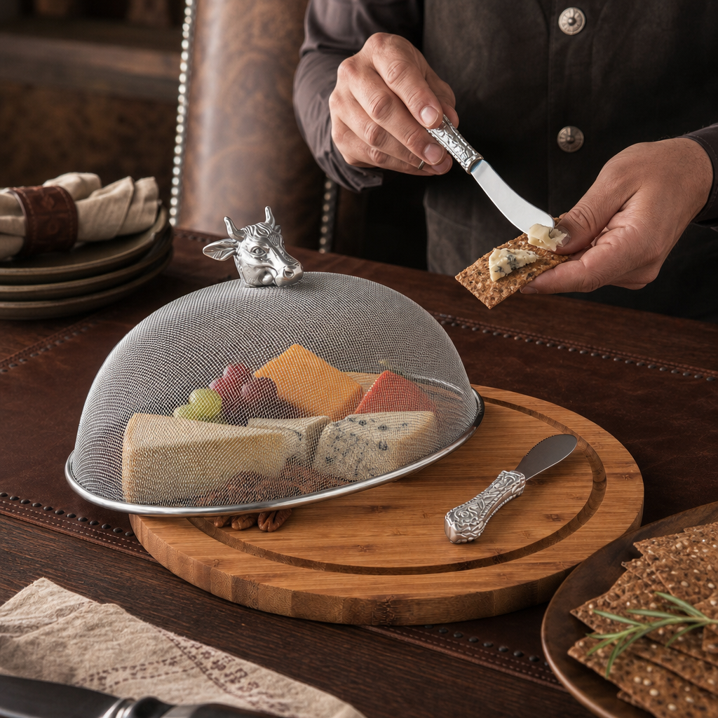 Cow Head 3 Piece Picnic Cheese Board / Spreader