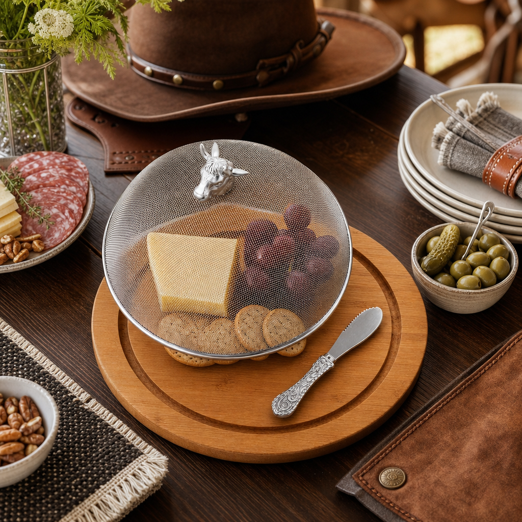 Cow Head 3 Piece Picnic Cheese Board / Spreader