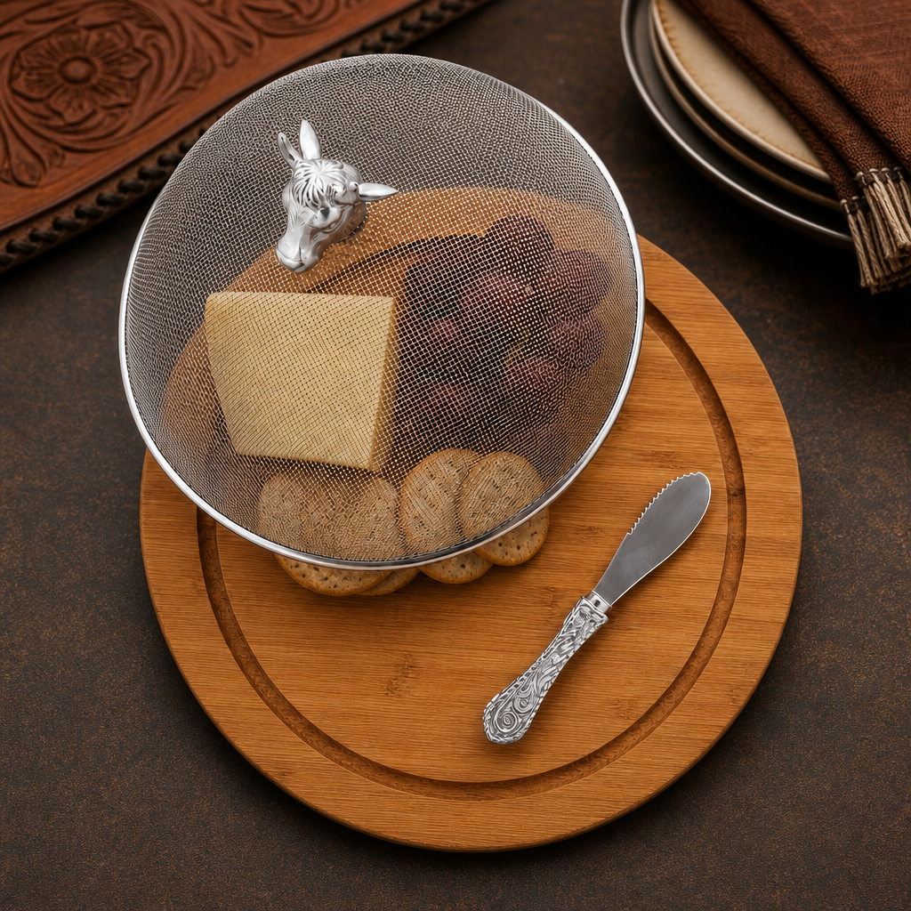 Cow Head 3 Piece Picnic Cheese Board / Spreader
