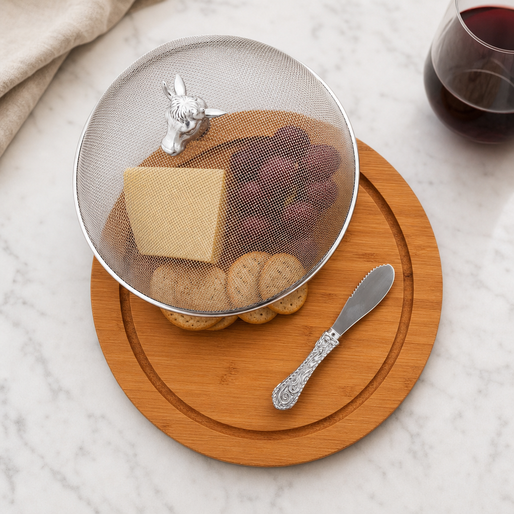 Cow Head 3 Piece Picnic Cheese Board / Spreader