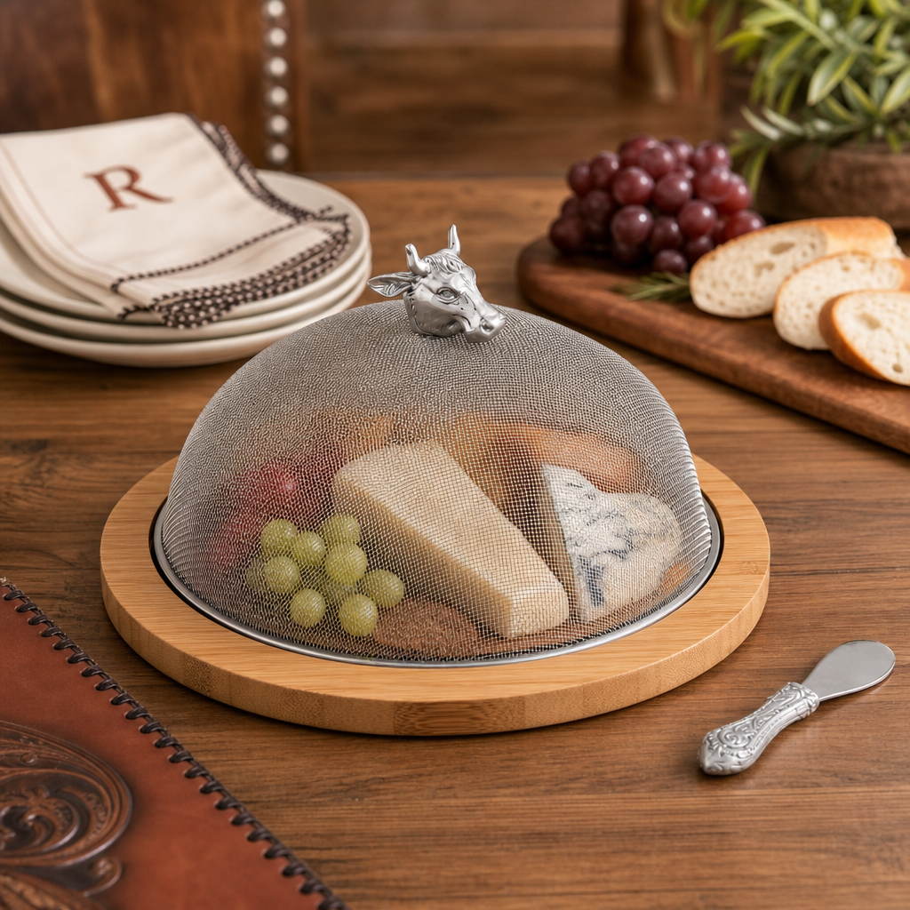 Cow Head 3 Piece Picnic Cheese Board / Spreader