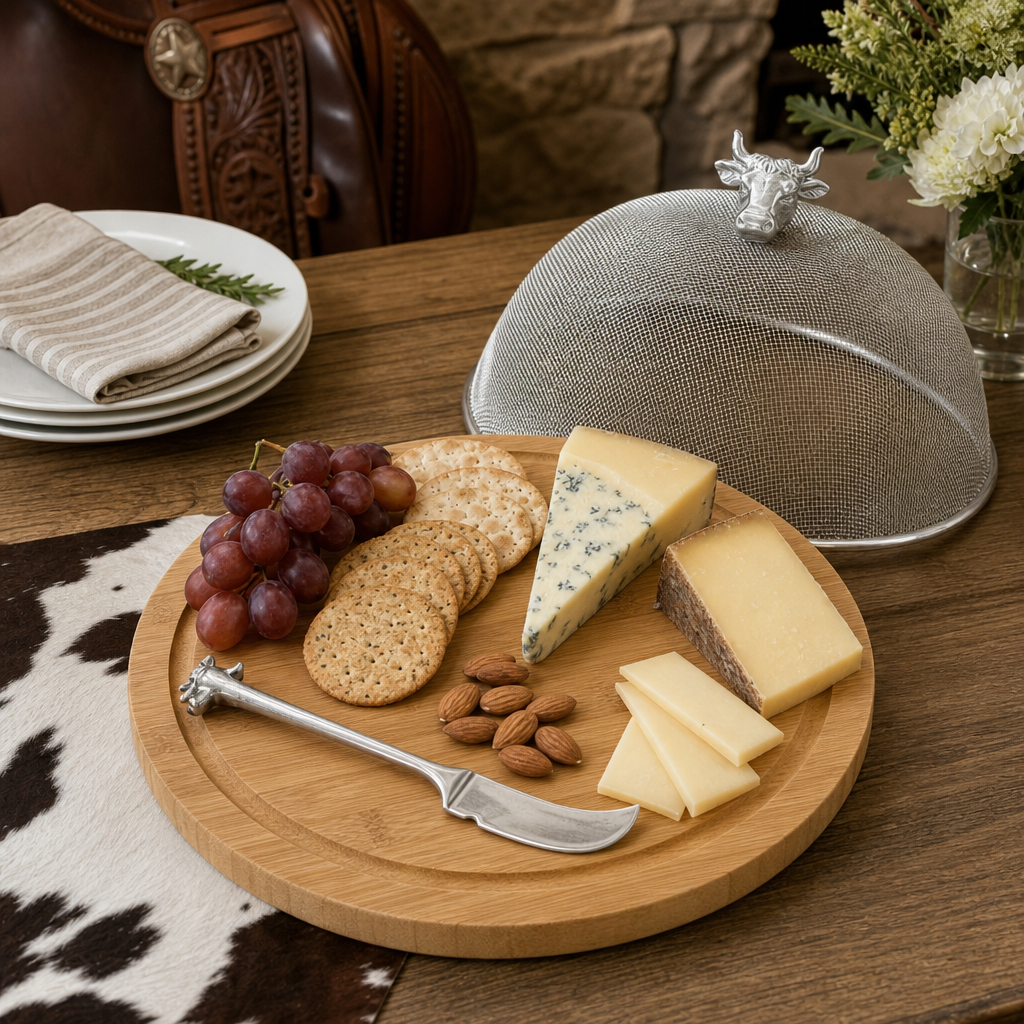 Cow Head 3 Piece Picnic Cheese Board / Spreader