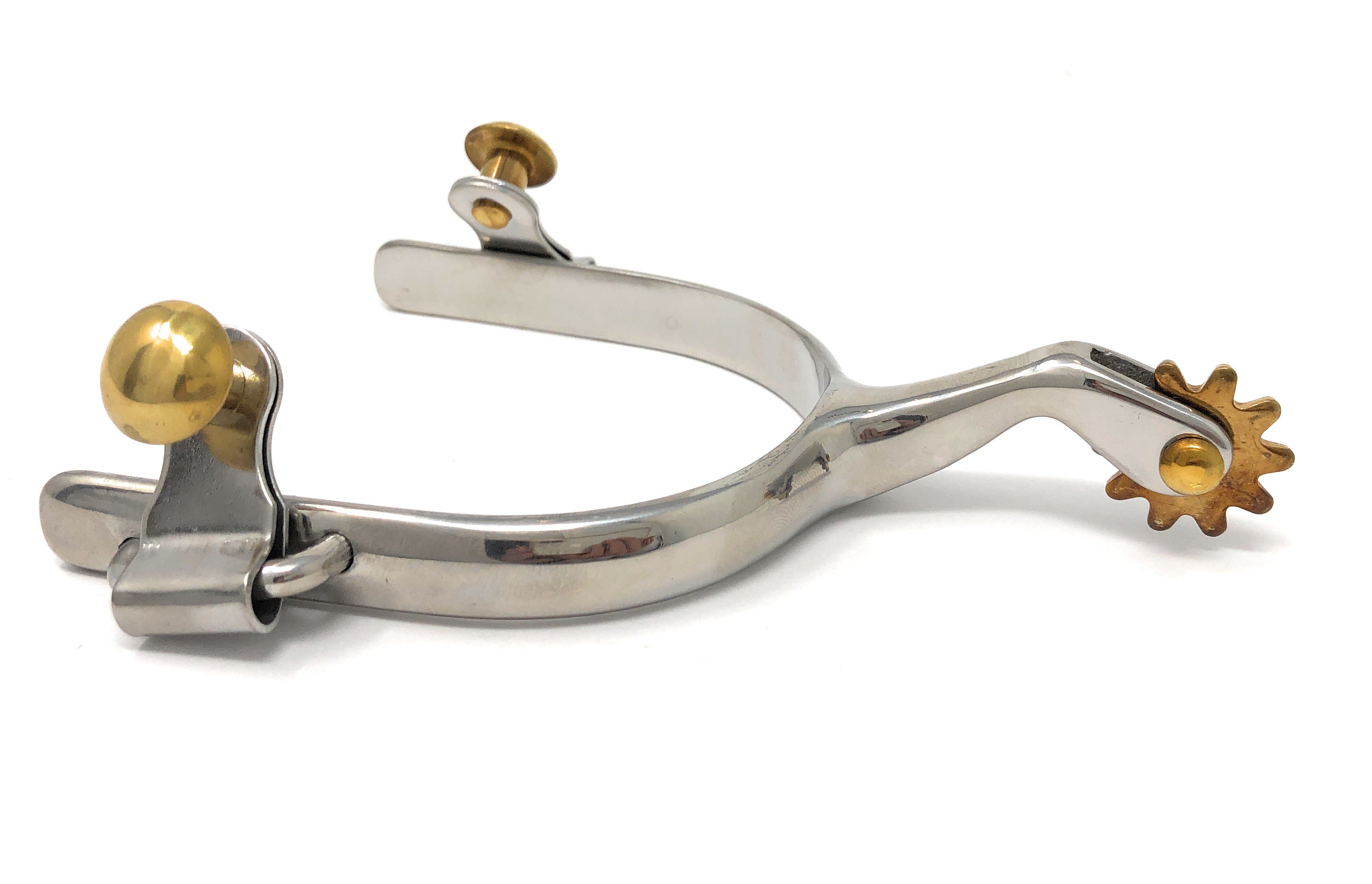 AJ Tack Men's Plain Band Roping Spurs, Stainless Steel with Brass Rowels