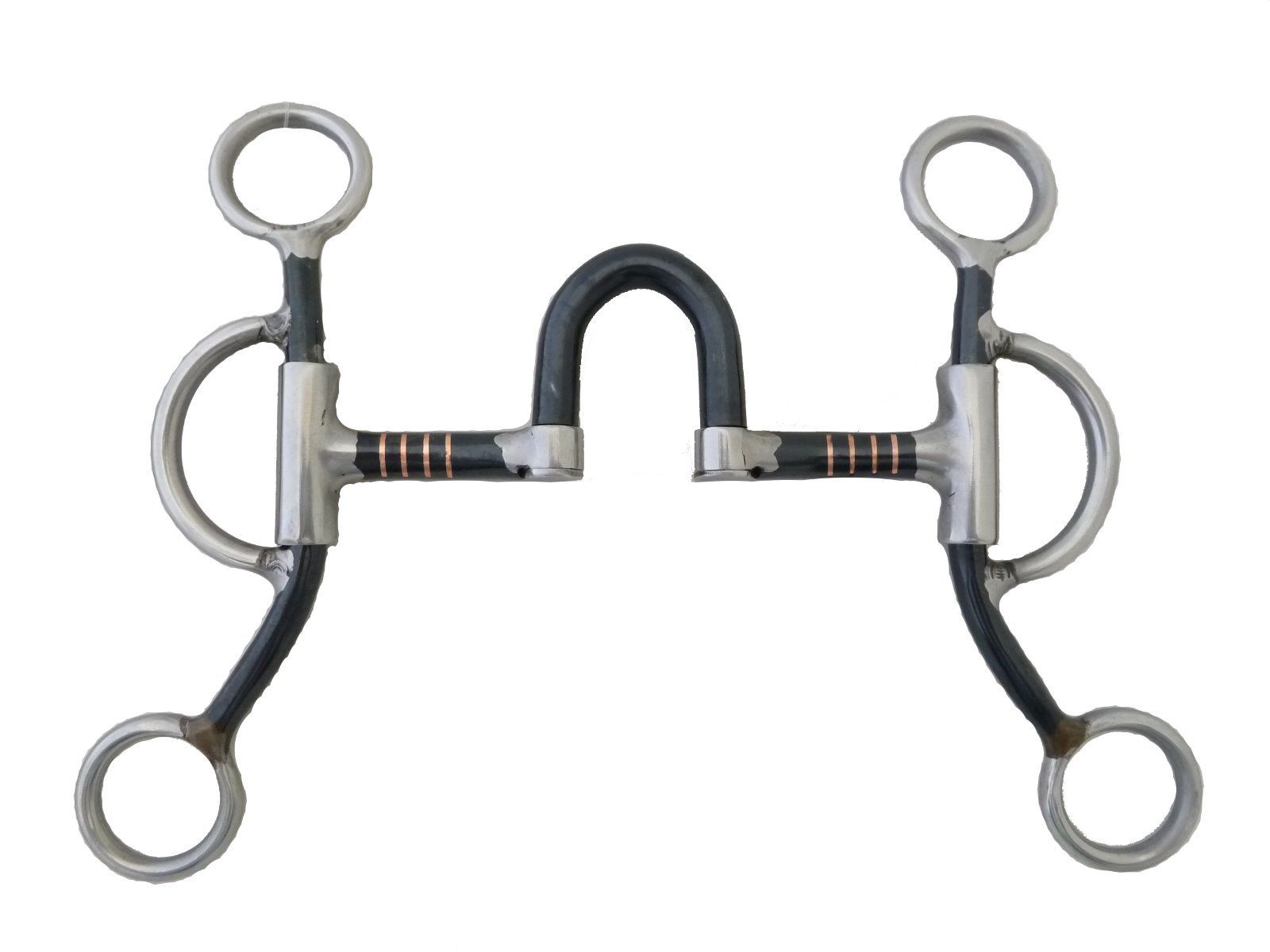 AJ Tack Double Rein Correction Short Shank Bit with Copper Inlay