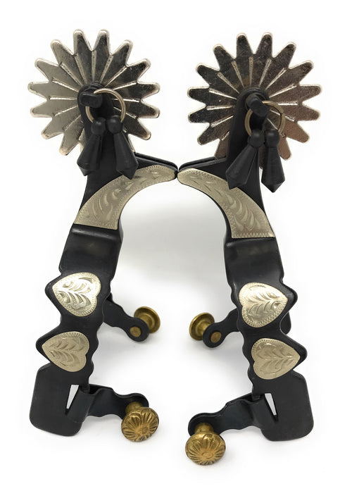 AJ Tack Youth Antique Brown Hearts Spurs