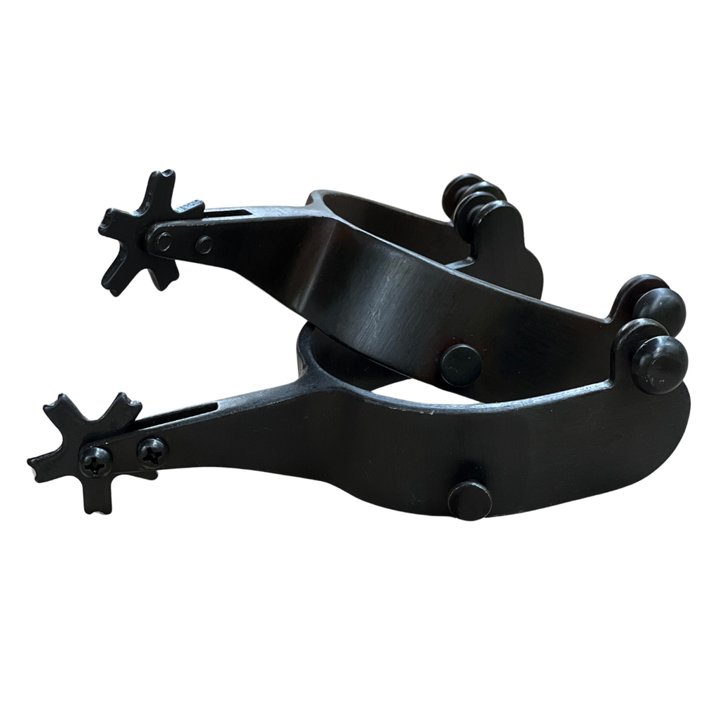 AJ Tack Men's Black Bull Riding Spurs