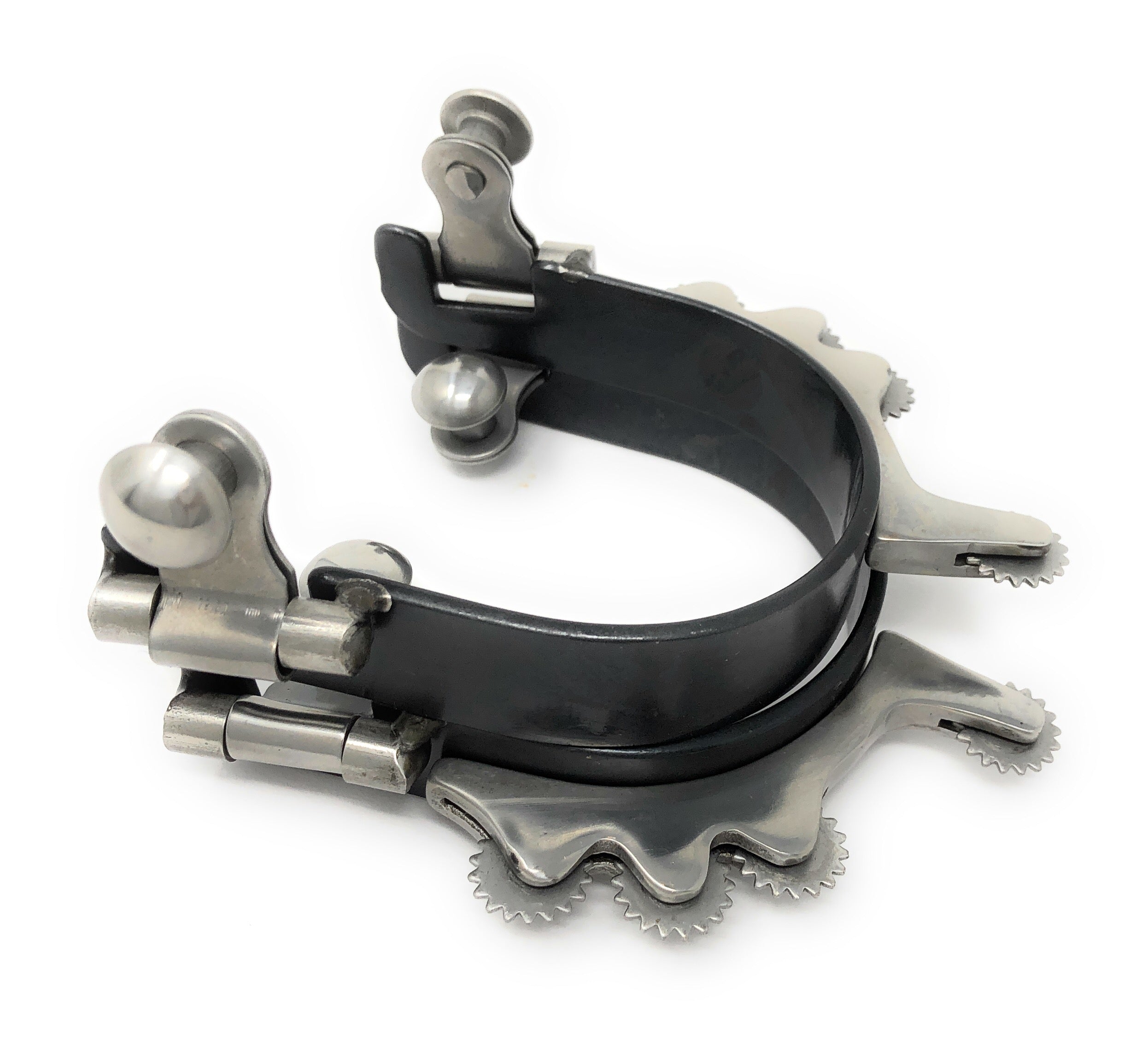 AJ Tack Ladies Black Horizontal Rowels Bumper Spurs