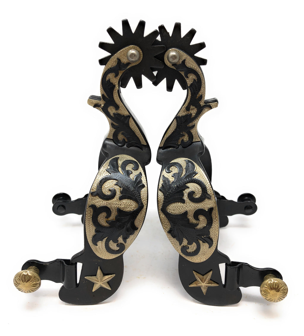 AJ Tack Men's Antique Brown Star and Floral Spurs