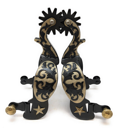 AJ Tack Men's Antique Brown Star and Floral Spurs