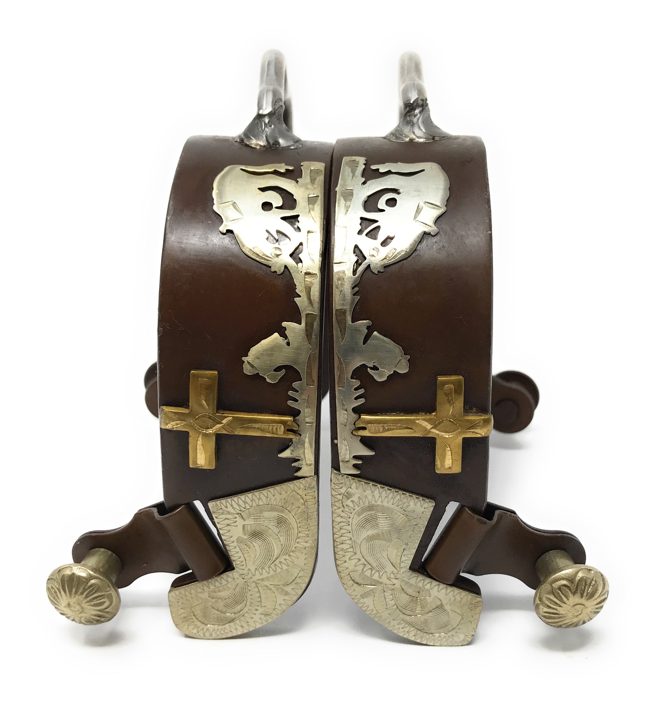 AJ Tack Ladies Antique Brown Praying Cowboy Bumper Spurs
