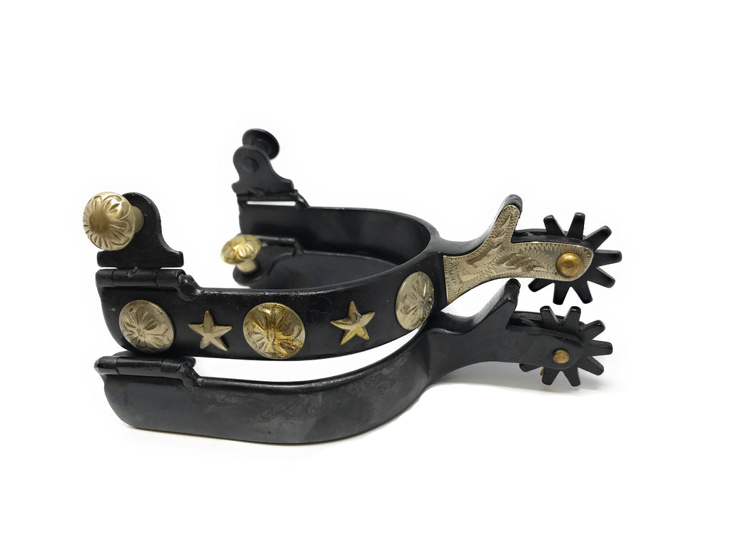 AJ Tack Men's Antique Brown Stars and Flowers Spurs