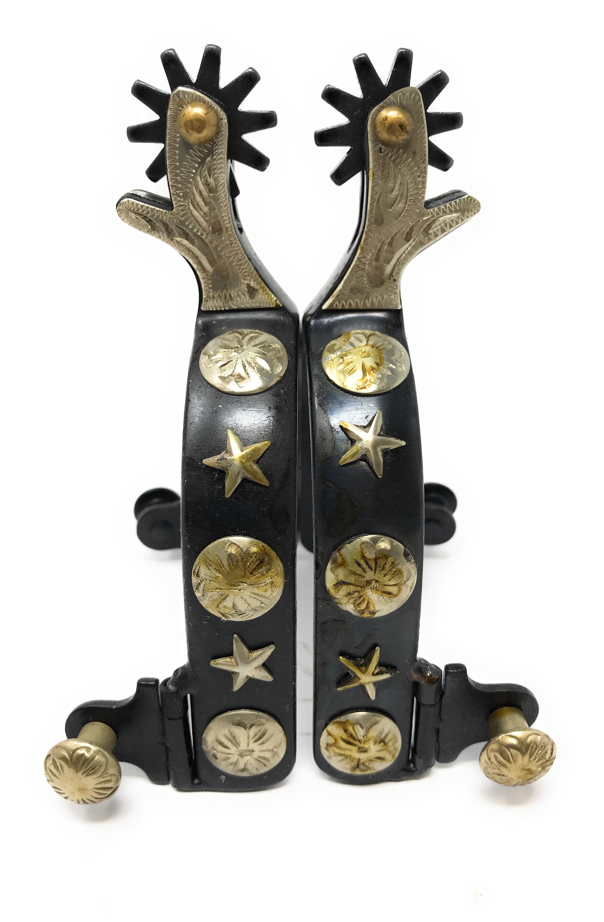 AJ Tack Men's Antique Brown Stars and Flowers Spurs