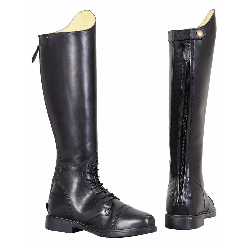 TuffRider Women Leather Back Zipper Short Baroque Field Boots