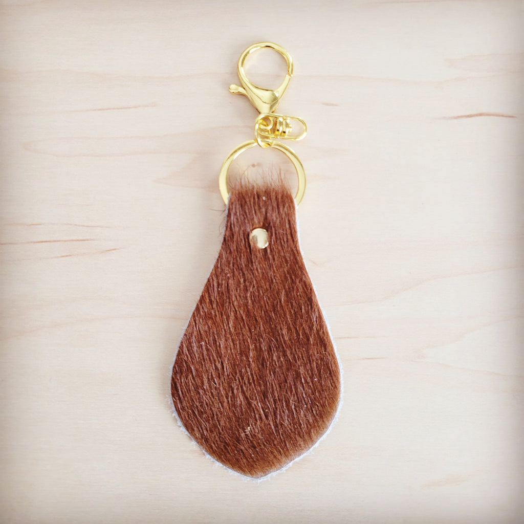 Hair on Hide Leather Key Chain - Naturals 700t
