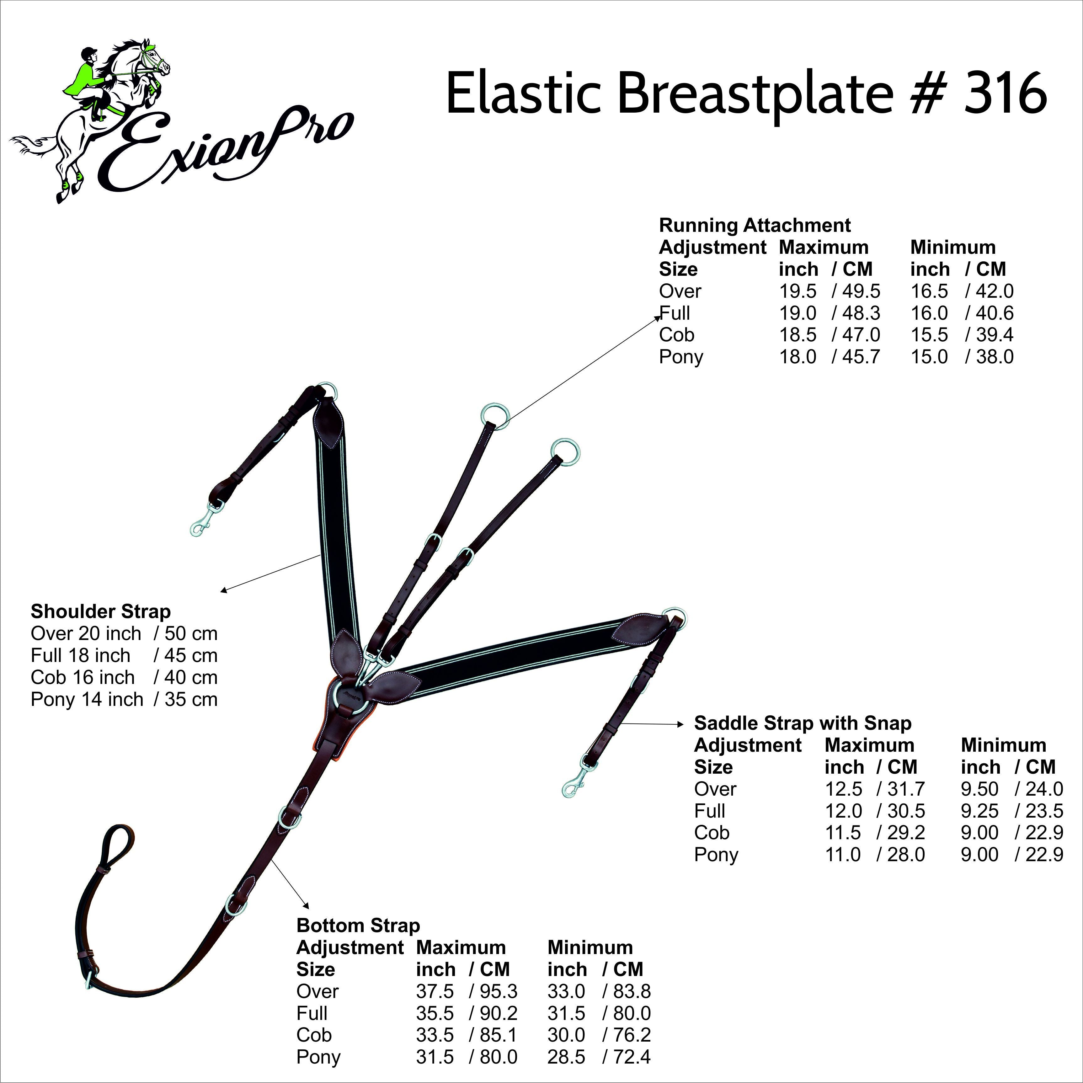 ExionPro Wide Elastic 3 Point Breastplate - Grey Elastic with White Lines