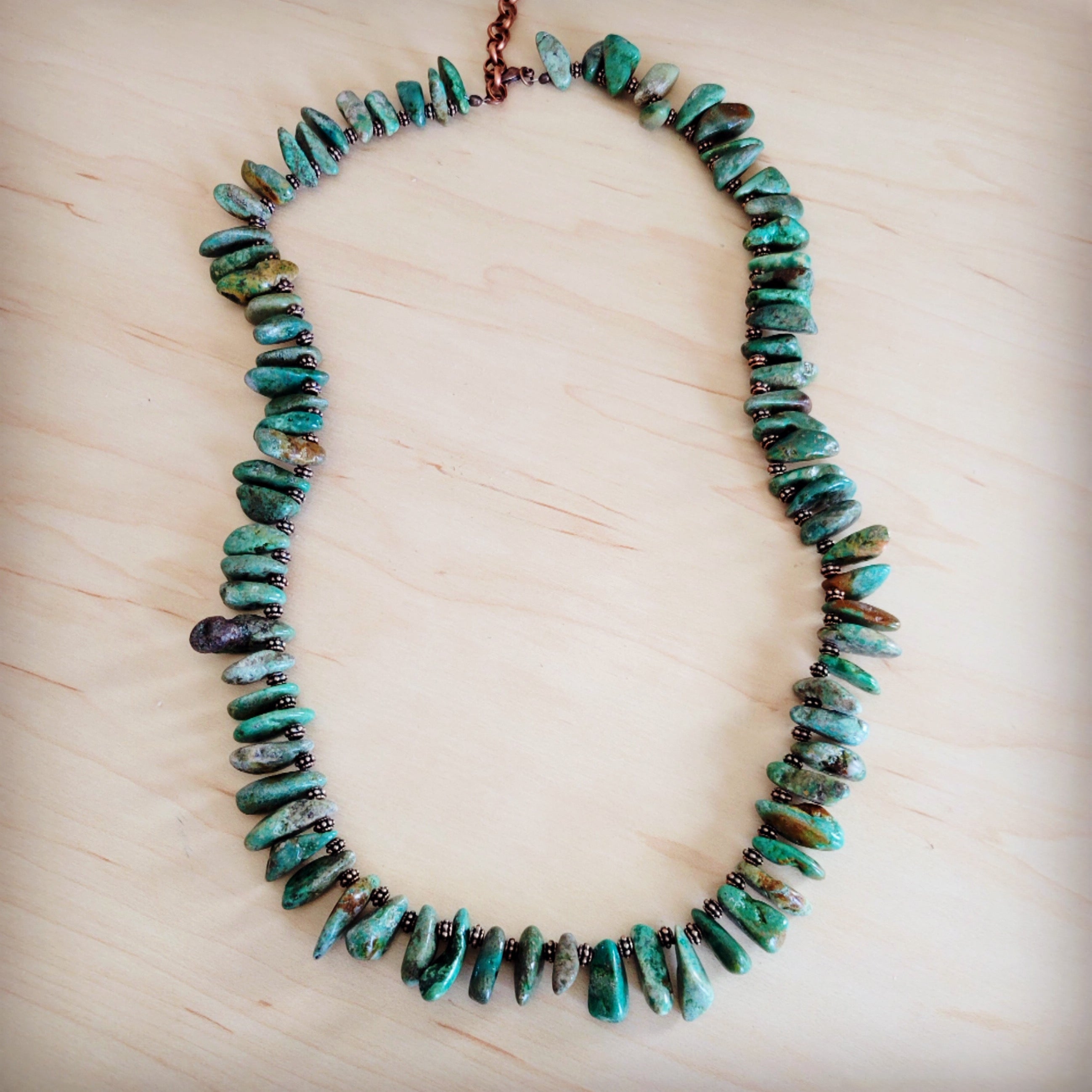 Natural Turquoise Stacked Stone Necklace Matinee Length 263f