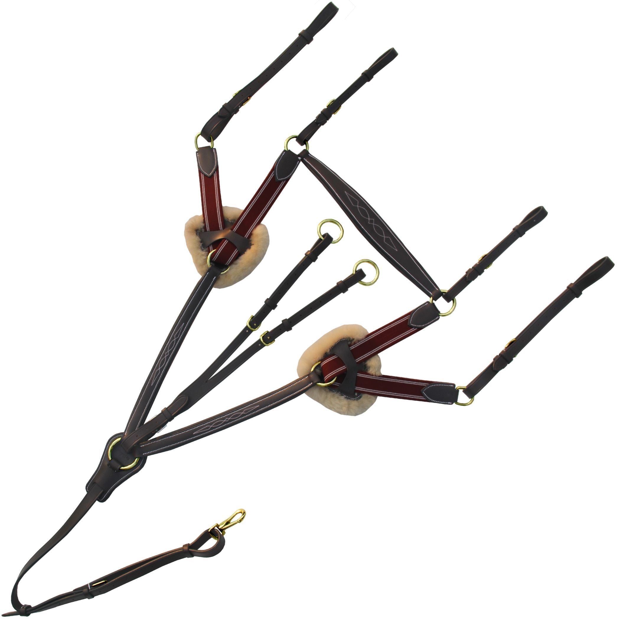 ExionPro 5 Point Breastplate - Burgundy Elastic with White Strips