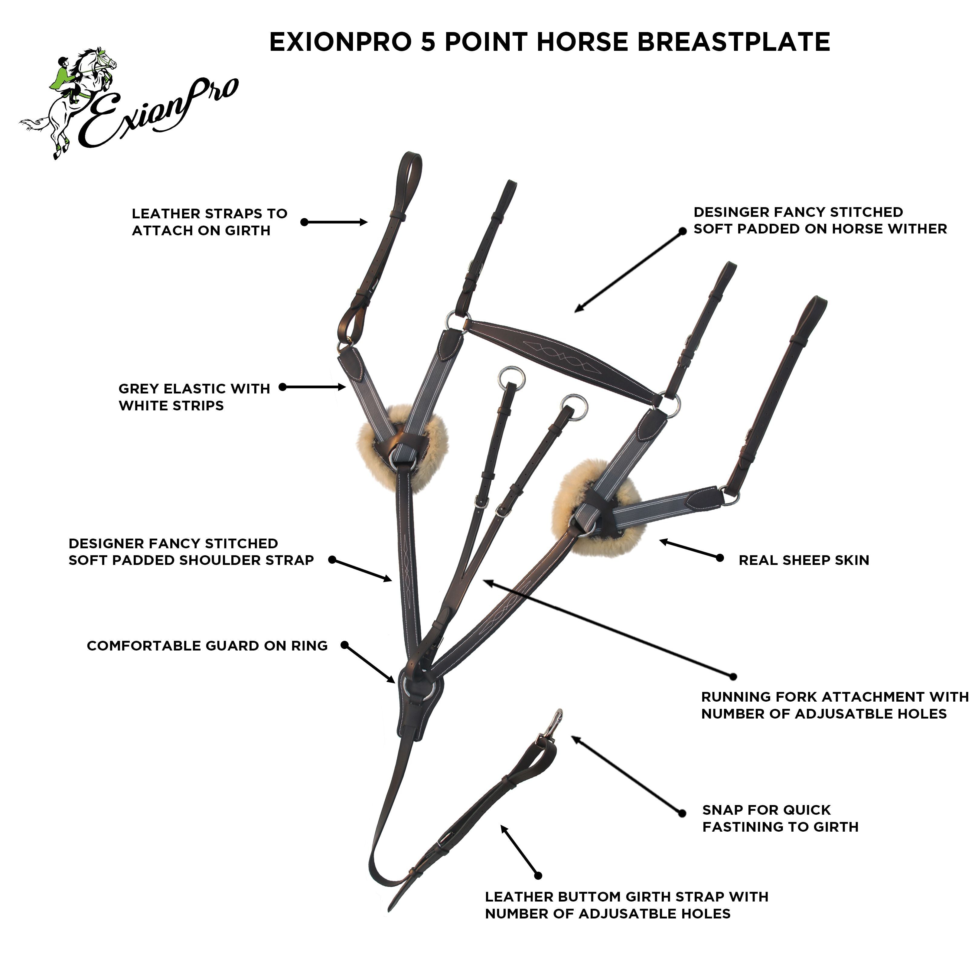 ExionPro 5 Point Breastplate - Grey Elastic with White Lines