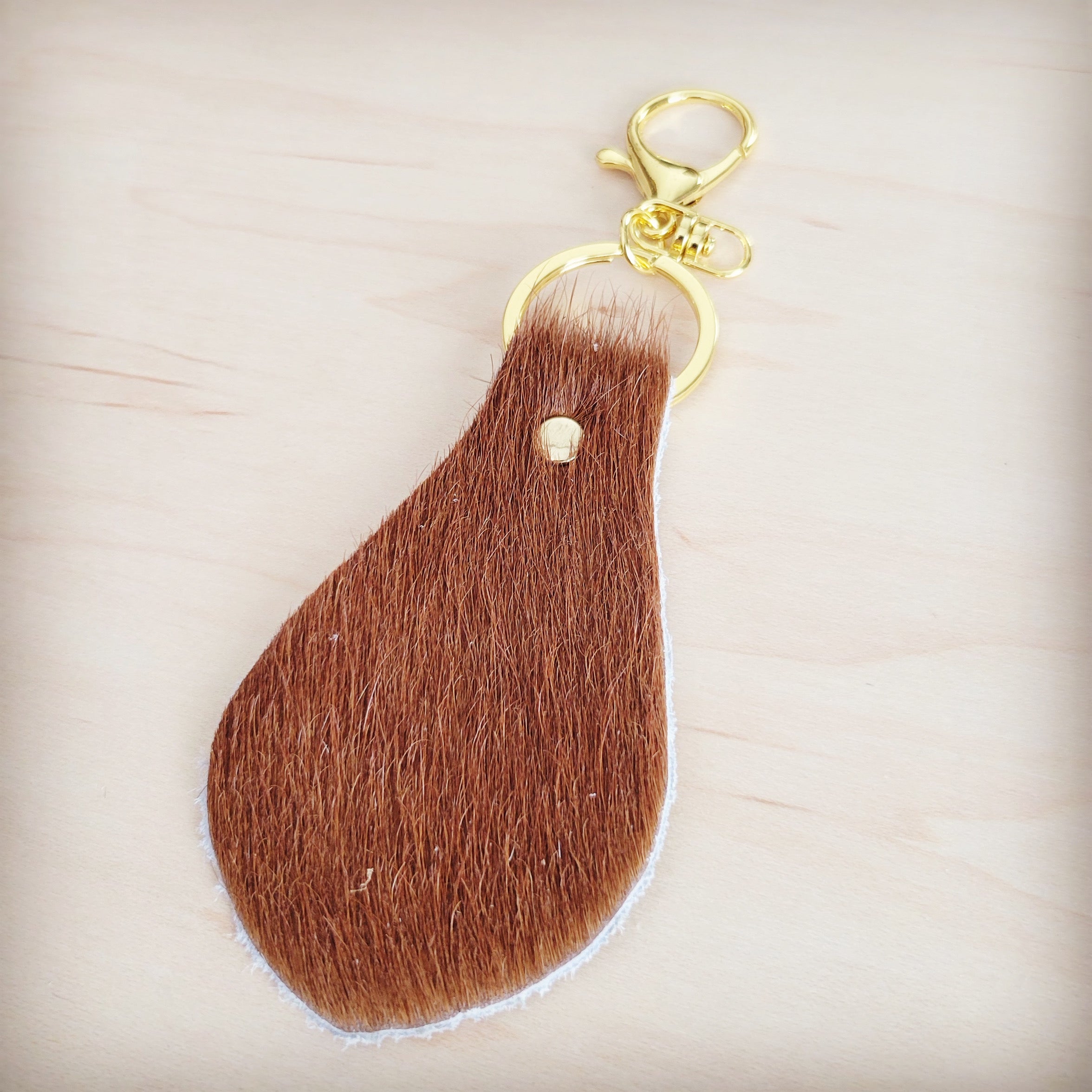 Hair on Hide Leather Key Chain - Naturals 700t