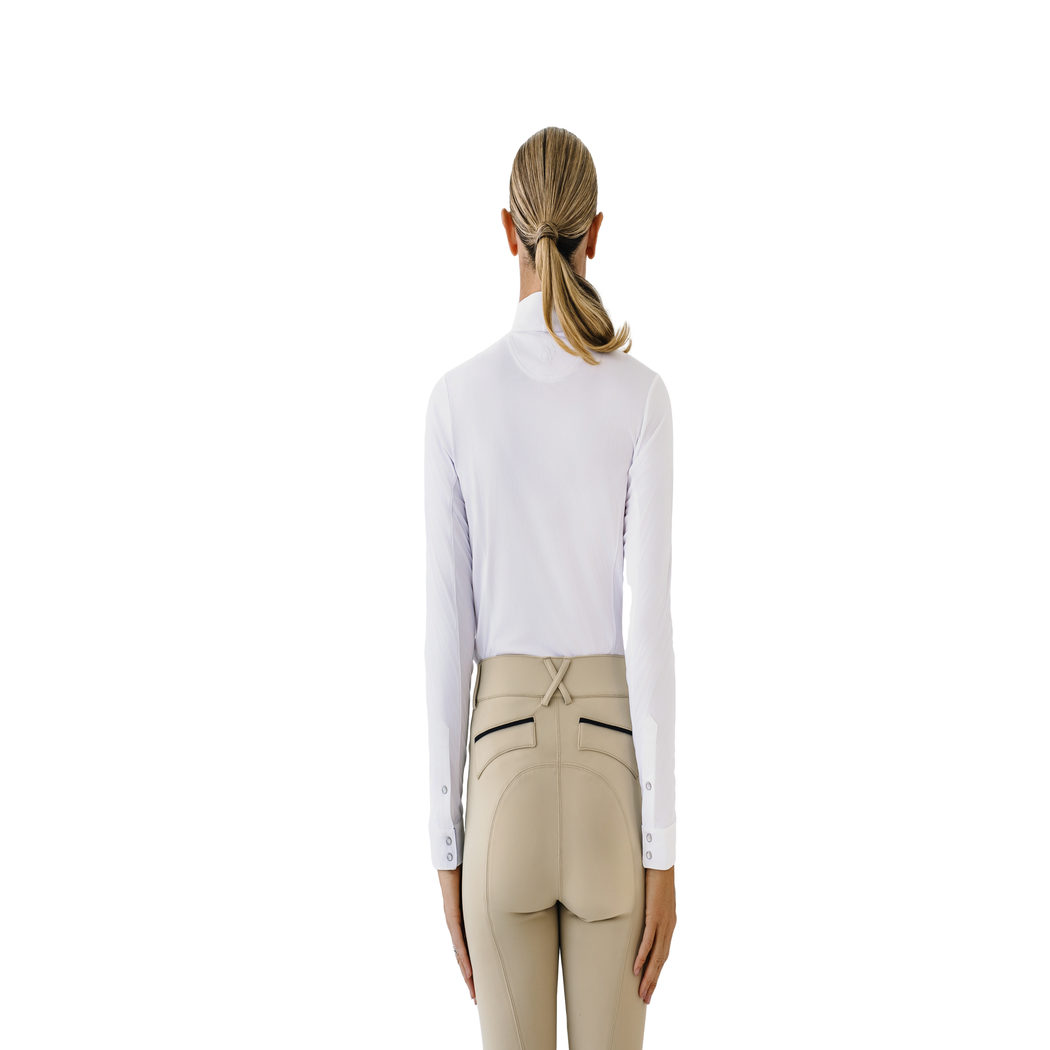 Bib Front Show Shirt - White Navy Mosaic Floral