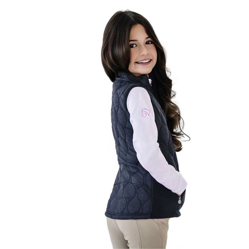 Kids' Quilted Hybrid Puffer Vest - Black