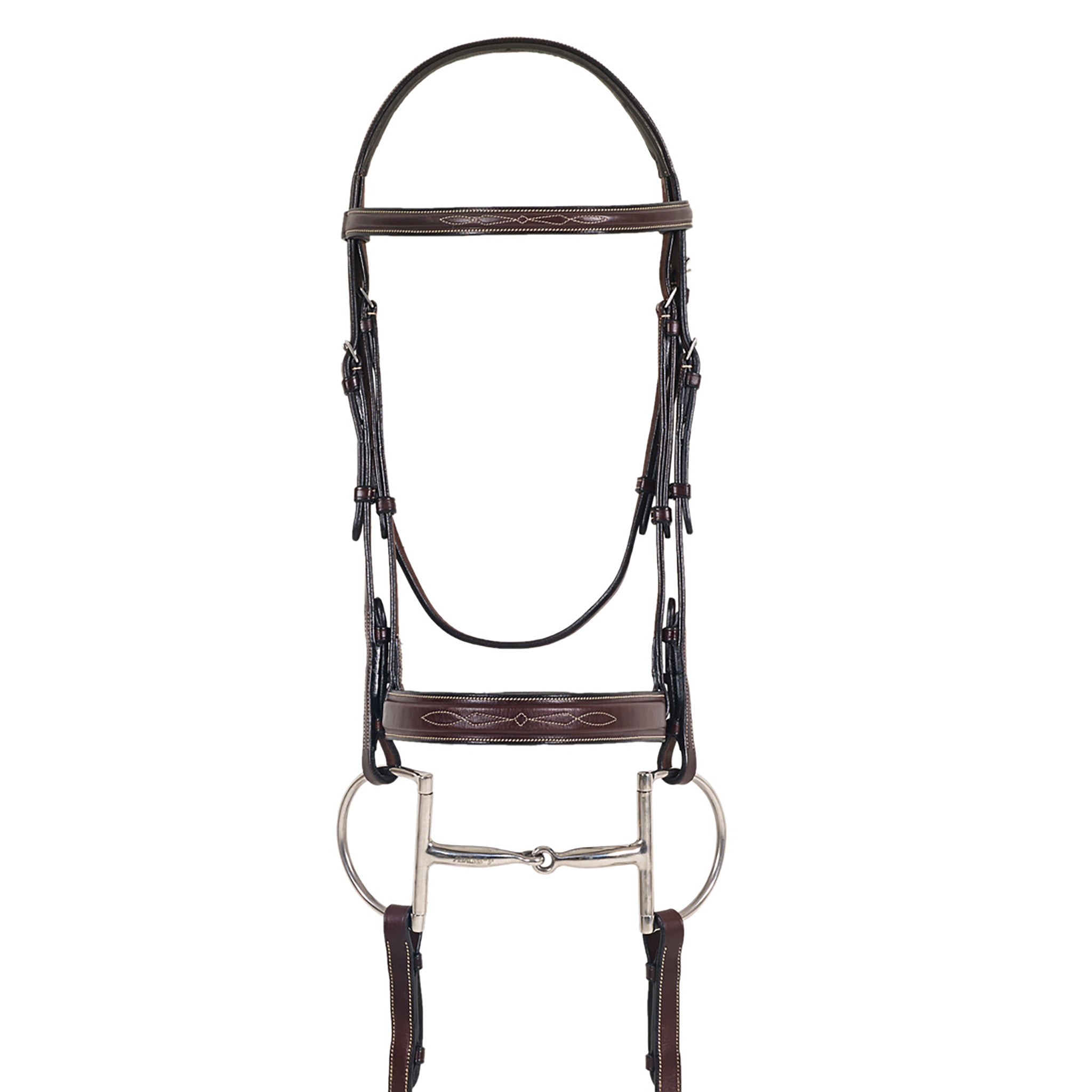 Elite Fancy Raised Comfort Crown Flat Wide Nose Padded Bridle with Reins