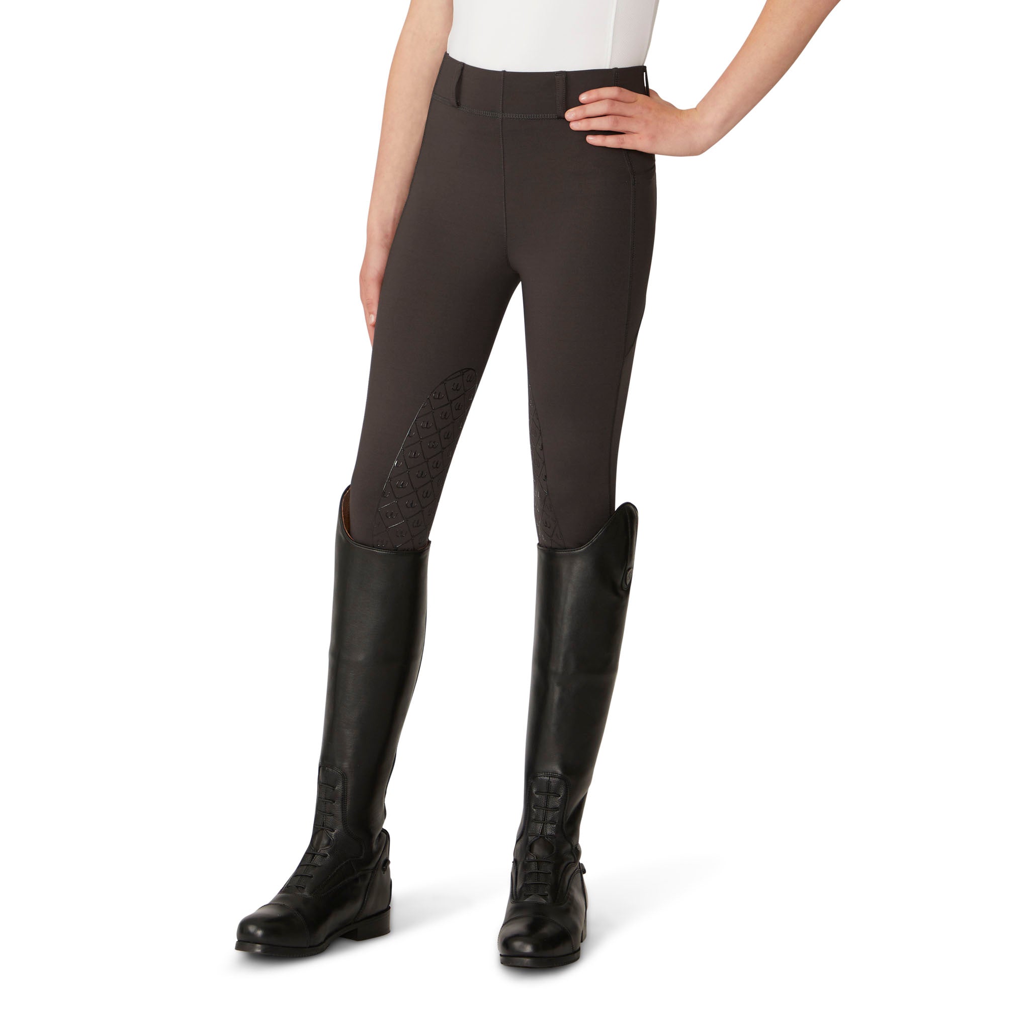 Kids' Aerowick Pull On Silicone Knee Patch Breech - Charcoal