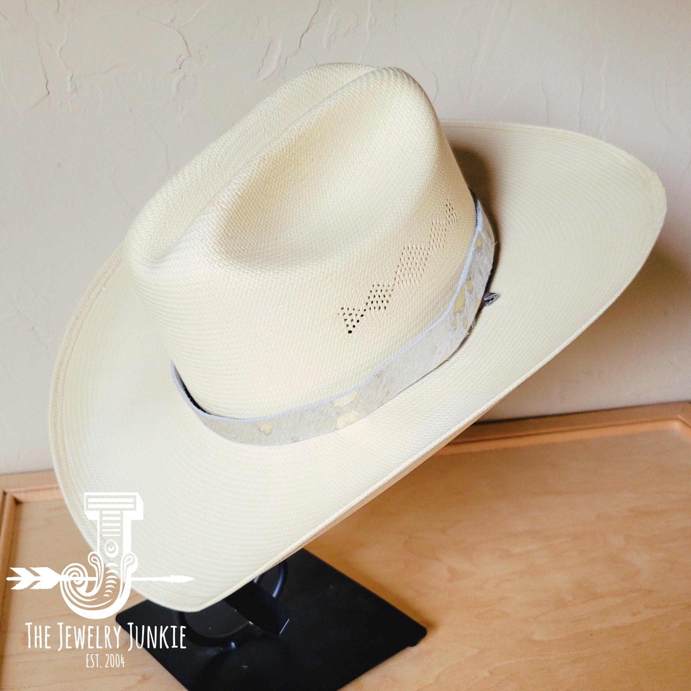 **Silver Metallic Leather Hat Band Only 984a