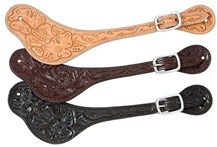 Royal King Floral Stamp Spur Strap - Light oil