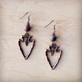 **Copper Arrow Earrings w/ Genuine Picasso Jasper Beads 225q