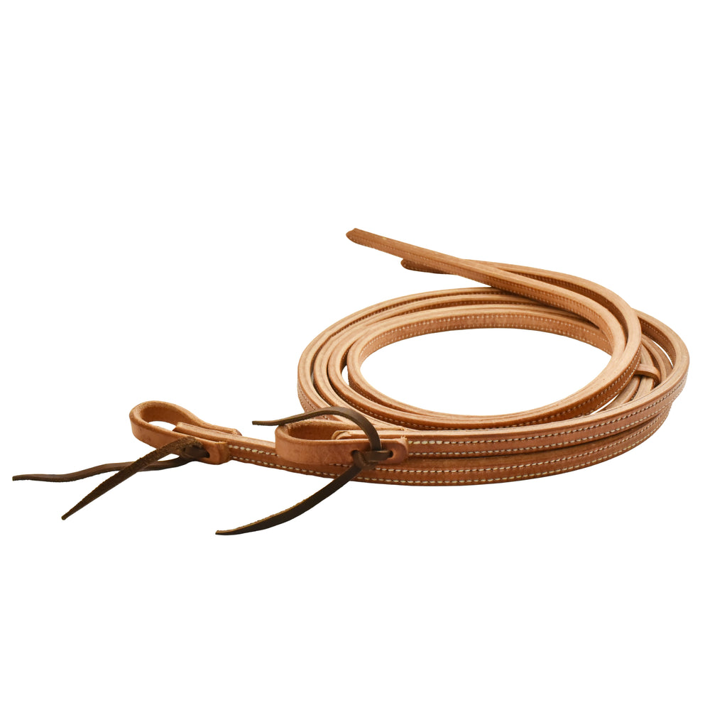 AJ Tack Harness Leather Double-N-Stitched Split Reins - 5/8in x 7ft 6in