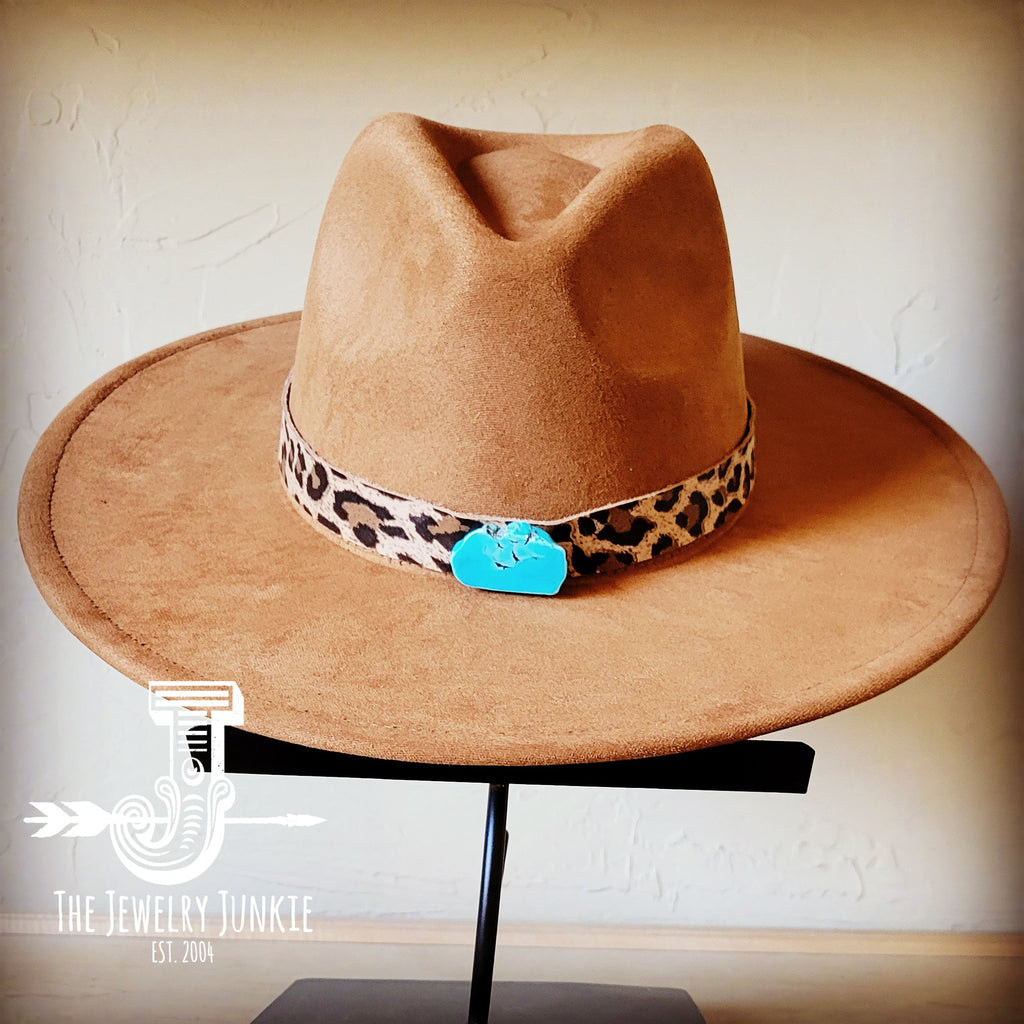 **Bornea Leopard Suede Leather Hat Band Only  w/ Turquoise Slab 951q