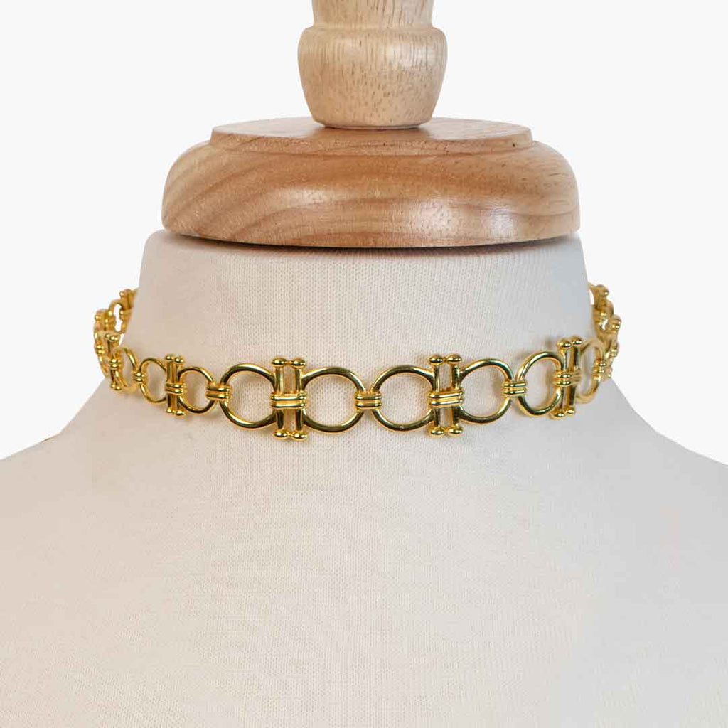 Bocara - Horse Bit Chain Link Equestrian Necklace in Gold