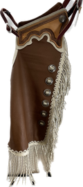 Medium Brown with Cream Fringe with Conchos