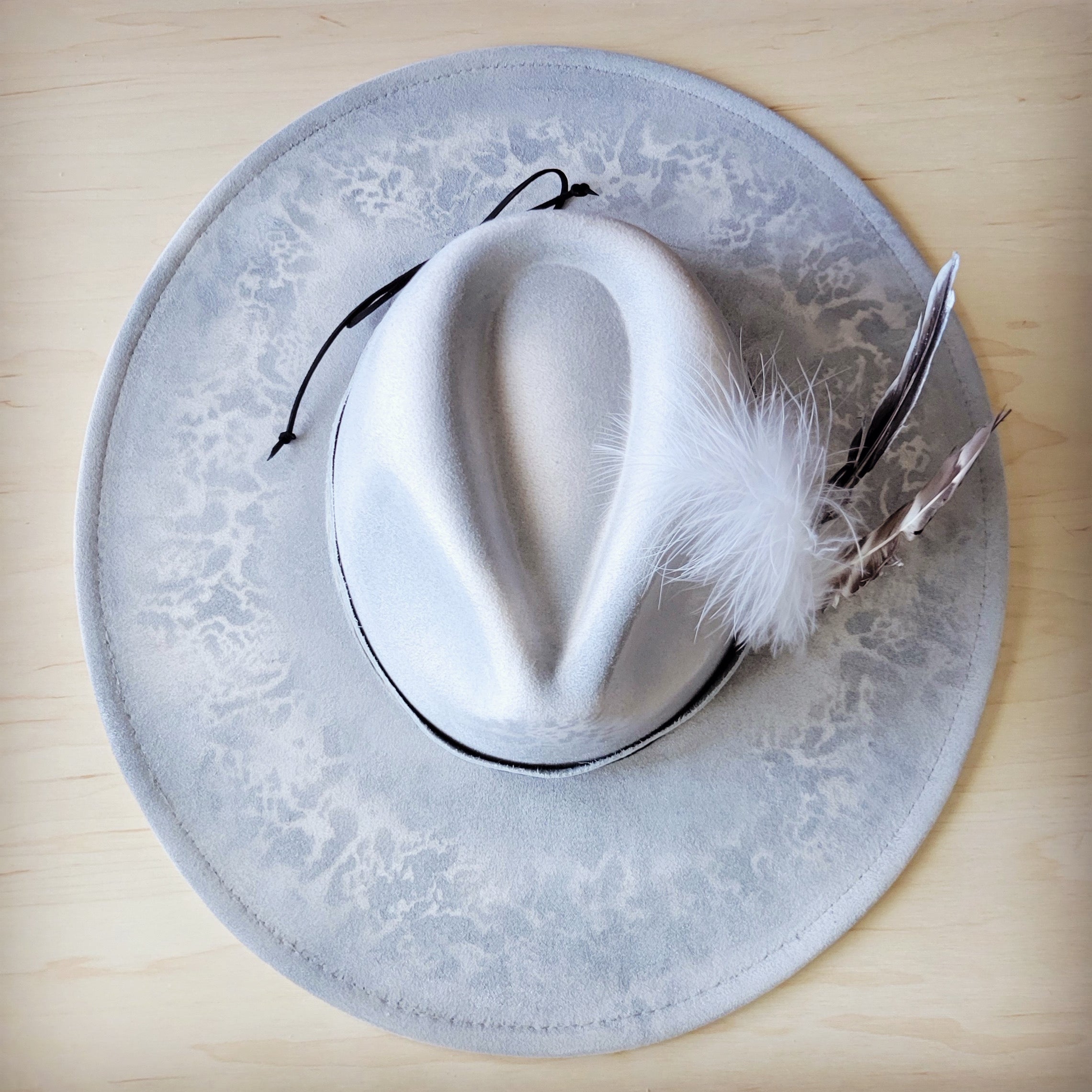 Hand-Painted Python Boho Western Cowgirl Hat & Band-Silver 987f