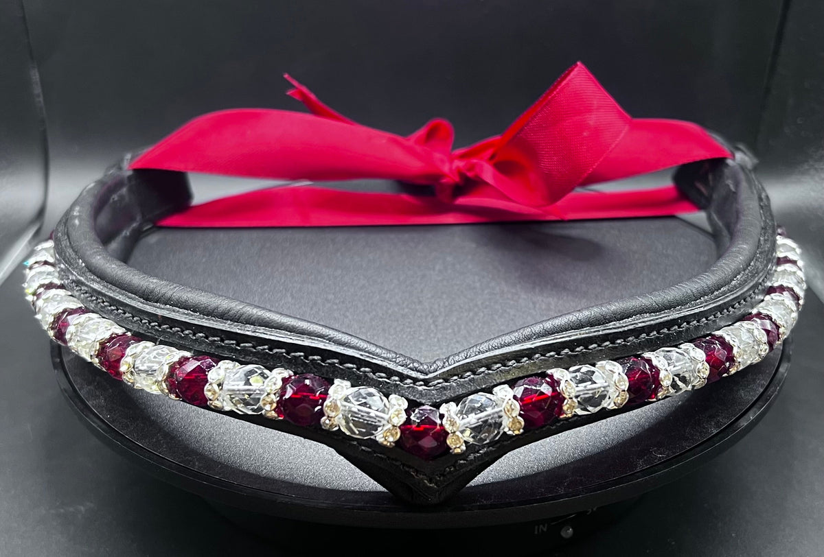 Crimson Bling Browband - Quick Snap Loops (17")