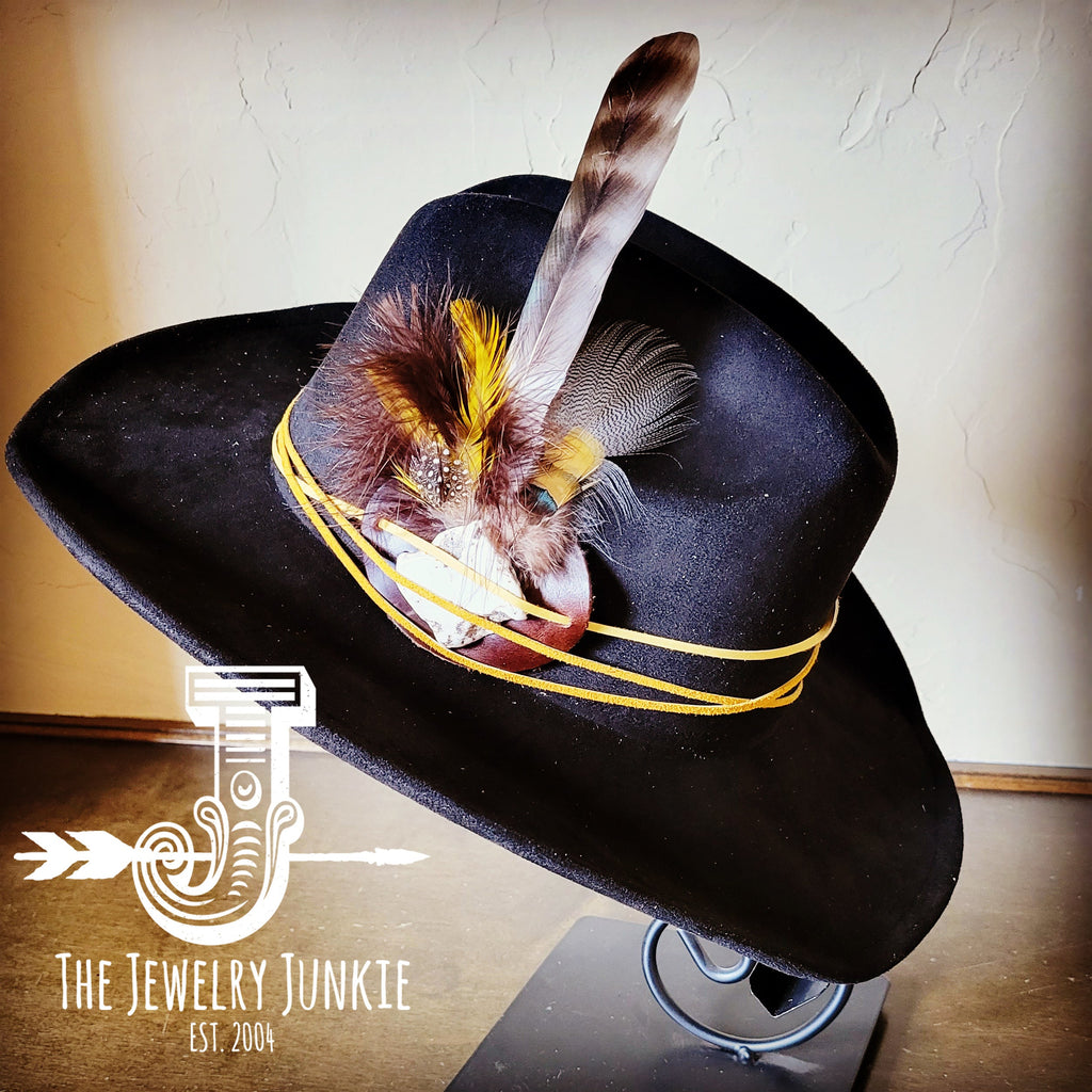 **Cowgirl Western Felt Hat w/ Choice of Turquoise Hat Accent-Black 981b
